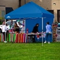 thumbnail image 2 of EAGLE PEAK 10 x 10 ft Commercial Easy Center Push Pop Up Canopy Tent Instant Marketplace Canopies with 1 Zippered Removable Side Wall and Wheeled Roller Carry Bag, Bonus 4 Sand Bags, Blue, 2 of 6