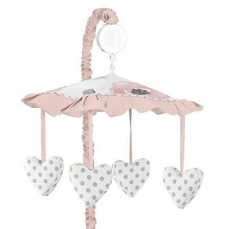 UPC: 0846480054085 | Pink Grey Watercolor Floral Musical Mobile by Sweet Jojo Designs