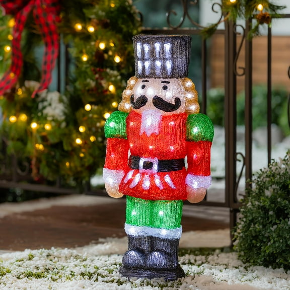 Joyful Traditions Garden Statue, LED Acrylic Statue, Nutcracker, 16"H