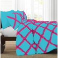 thumbnail image 3 of 1 Piece Luxury Two Tone Diamond Ruffle Pattern Comforter Super Soft, All Season 800 Thread Count, 100% Egyptian Cotton, Full/Queen Size Turquoise Blue-Hot Pink Color, 3 of 4
