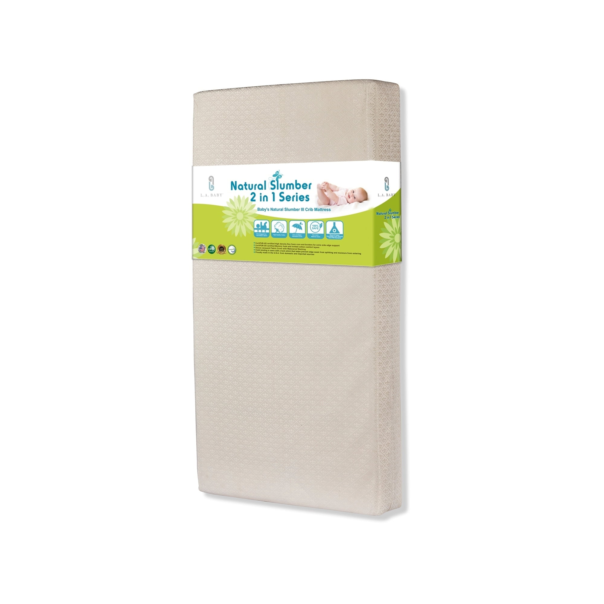 Details about   2 in 1 Crib Mattress with Jacquard Cover & Organic Cotton Layers 