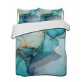 thumbnail image 2 of Quilts Twin XL Size, Teal Ombre Soft Comforter Bedding Set for Bed, Modern Marble Ink Painted Abstract Lightweight Quilted Bedspread with Pillow Cover(2 Pieces) for All Season, 68x98 Inch, 2 of 6