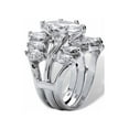 thumbnail image 2 of PalmBeach Jewelry 5.98 TCW Marquise-Cut Cubic Zirconia Sterling Silver Bridal Engagement Ring Set, 2 of 5