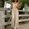 thumbnail image 2 of Guluxicc Womens Casual Loose Jumpsuits Summer Boho Ruffle Wide Leg Flowy Rompers Sleeveless Overalls with Pockets, 2 of 8