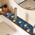 thumbnail image 2 of Yayeee Faucet Mat for Kitchen Sink 14.7" Diatomite Long Splash Guard Pad, Blue Fireflies Pattern, 2 of 7