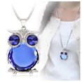 thumbnail image 4 of Crystal Blue Big Owl Necklace Silvertone Anti-Tarnish Bird Pendant Jewelry–146-O, 4 of 7