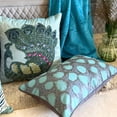 thumbnail image 5 of The HomeCentric Decorative Teal Blue 12"x14" (30x35 cm) Lumbar Pillow Cover, Jacquard Peacock, Hand Embroidery, Beaded Oblong Pillow, Abstract Pattern Modern Style - Shyam, 5 of 13