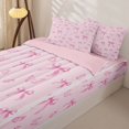 thumbnail image 3 of Homewish Ribbon Bowknot Zipper Full Size Comforter Sets with Fitted Sheet and 2 Pillowcases For Kids Girls,Pink Butterfly Zipper Bedding Set,Pink Reversible,4 Pieces, 3 of 7