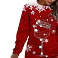 thumbnail image 5 of Christmas Print Sweatshirt Dress for Women Long Sleeve Crewneck Pullover Mini Dress Red-1 XL, 5 of 5