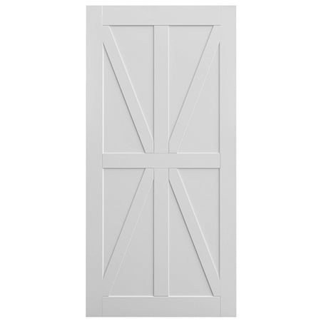 

24 x 80 Star Style Wood Primed Standard Barn Door Slab DIY Unfinished Solid Wood Paneled Door Interior Single Door Slab Pre-Drilled Ready to Assemble
