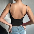 thumbnail image 5 of Endives Women's Ribbed Crop Top Tank Top With Built in Bra Spaghetti Strap Backless Tank Top Base Layer Casual Wear Black, 5 of 5