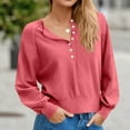 thumbnail image 4 of Paiwinds Women's Long Sleeve Round Neck Sweater, Fashion Button Detail with Lantern Sleeve for Various Occasions Casual to Semi-Formal, Elegant Versatile, 4 of 8