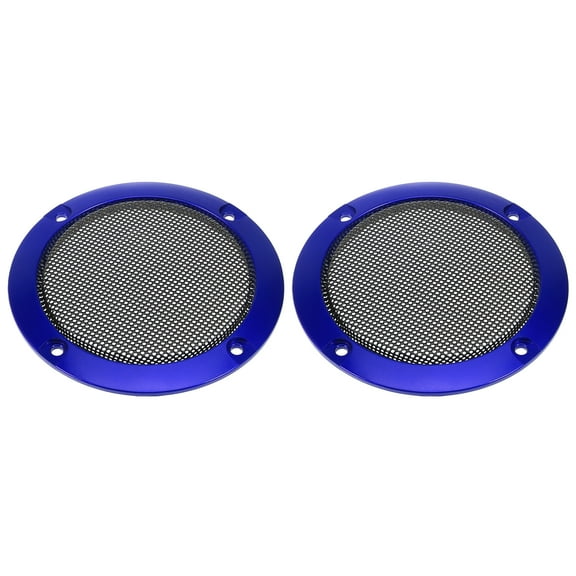2pcs 3.5" Vehicle Audio Speaker Cover Mesh Subwoofer Horn Guard Decorative Circle Grille Protector Blue