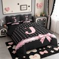 thumbnail image 2 of Manfei Initial Alphabet J Pattern 7-Piece Twin Bedding,Coquette Bowknot Bedding Comforter Set,Black Reversible, 2 of 7