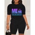 thumbnail image 1 of Women's "Me vs Me" Graphic T-Shirt - Gradient Letter Print,, Machine Washable, Casual Comfort Fit, Perfect for Everyday, Beach, or Street Style, Available in Regular, Large, Extra Large Sizes, 1 of 6