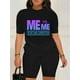 thumbnail image 1 of Women's "Me vs Me" Graphic T-Shirt - Gradient Letter Print,, Machine Washable, Casual Comfort Fit, Perfect for Everyday, Beach, or Street Style, Available in Regular, Large, Extra Large Sizes, 1 of 6