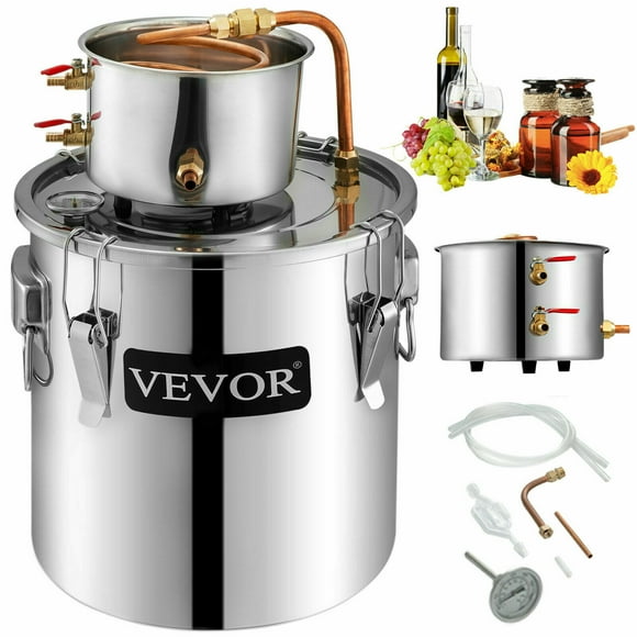 VEVOR 21L 5Gal Alcohol Distiller Copper Wine Maker Water Still Stainless Boiler