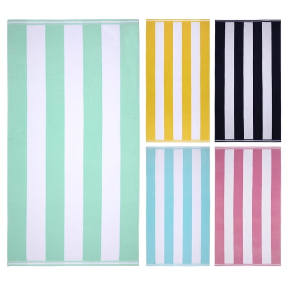 Ozdilek Cabana Beach Towel  40*72 - 500 GSM Turkish Cotton, 100% Cotton, Luxury, Quick Dry, Extra Large, Soft Absorbent, Fade-Resistant, Poolside, Oversized, Summer Towel (Mint Breeze )