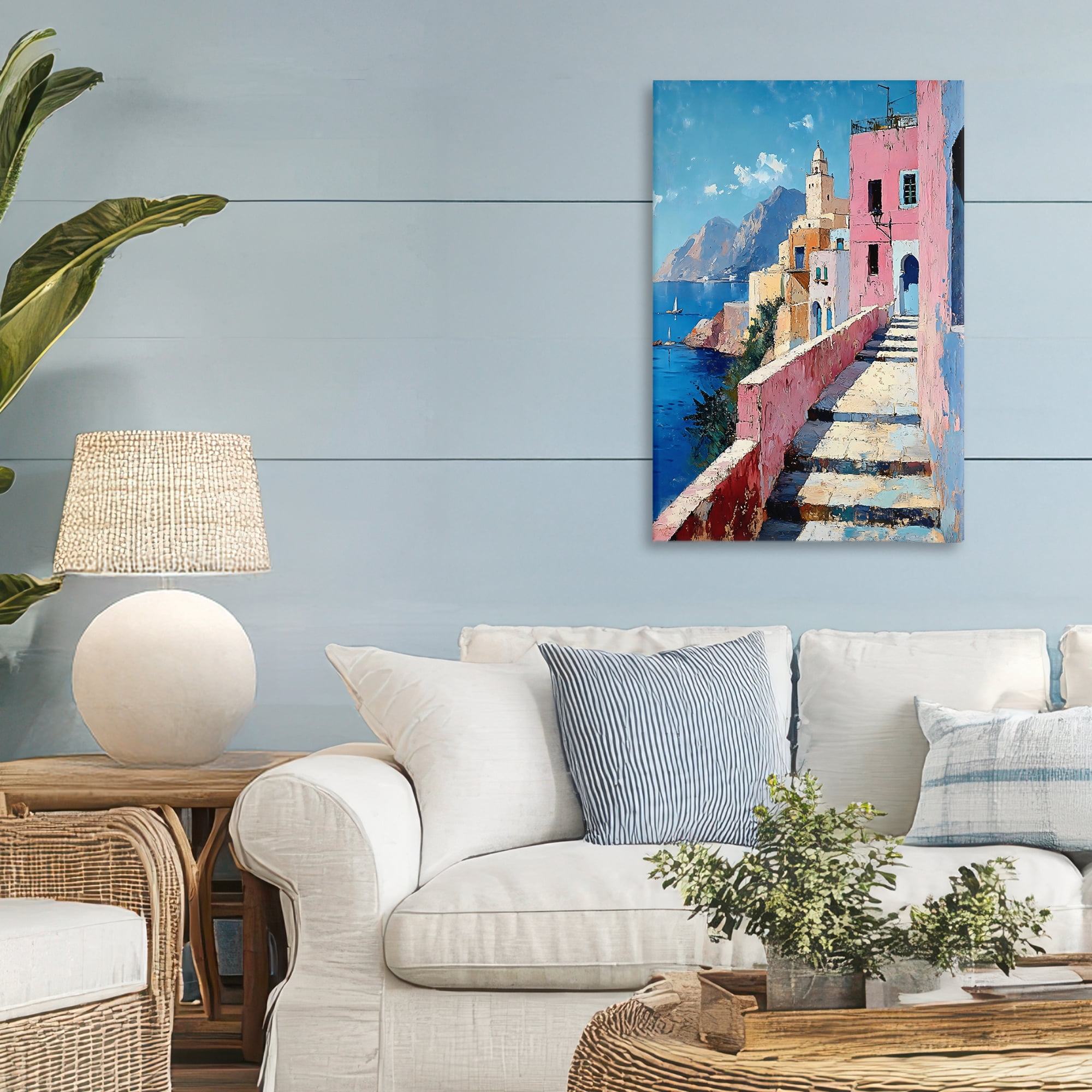 Stupell Industries Coastal Village's Sunlit Pathway Canvas Wall Art, design by Creative Studio