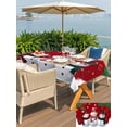 thumbnail image 4 of Outdoor Tablecloth with Umbrella Hole and Zipper, Christmas Snowman Rectangle Table Cloth 60x102 Inch Waterproof Tablecloth, Red Xmas Pine Branch Snowflake Red Birds Picnic Table Cover for Patio, 4 of 7