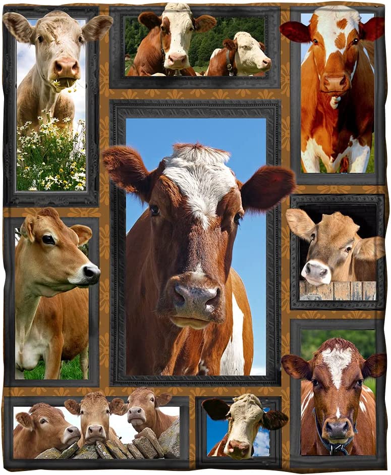 Cow Blanket Soft Comfy Flannel Plush Sofa Bed Couch Throw Blanket for Kids and Adult