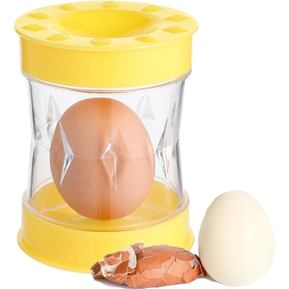 Hand Crank Egg Sheller - Easy Egg Peeler Tool for Quickly Removing Shells from Hard-Boiled Eggs, Kitchen Gadget （Yellow ）