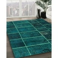thumbnail image 3 of Ahgly Company Machine Washable Indoor Round Contemporary Teal Green Area Rugs, 3' Round, 3 of 7