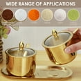 thumbnail image 2 of Tzgsonp Stainless Steel Sugar Bowl Set with Glass Lid Spoon and Tray Rustproof Seasoning Box Round Condiment Pots Polished Shiny Sugar Container Seasoning Jar, 2 of 9