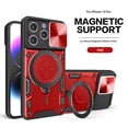 thumbnail image 2 of Heavy Duty Case For iPhone 14 Pro 6.1 inch, Camera Lens Sliding Cover With Hidden Bracket Magnetic Car Mount Holder, Rugged PC+TPU Hybrid Military Grade Shockproof Lens Protection Case,Red, 2 of 12