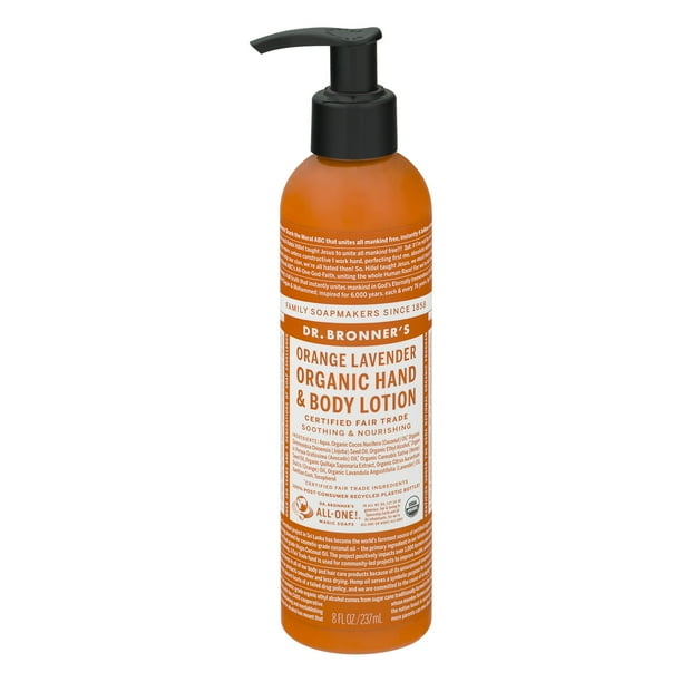 Dr. Bronner's Organic Hand & Body Lotion Orange Lavender, 8.0 FL OZ