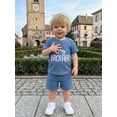 thumbnail image 5 of BemeyourBBs Toddler Baby Boys Big Brother Outfit Infant Baby Boys Summer Clothes Waffled Short Sleeve Letter Embroidery T Shirt Tops and Pockets Shorts Set, 5 of 9