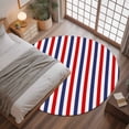 thumbnail image 3 of 3ft Round Rug, Red Blue White Striped Non-Skid Rubber Backing Large Area Rugs - Living Room Bedroom Home Office, Modern Simple Stripes Indoor Floor Mat Carpets Washable Rug, 3 of 9