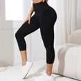 thumbnail image 4 of felwors Women's Capri Textured Leggings High Waist Tummy Control Yoga Pants Navy for Size L, 4 of 7