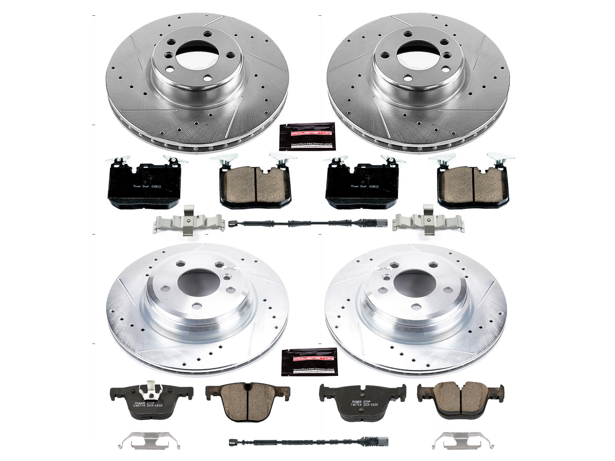 PowerStop Front and Rear Z23 Evolution Sport Carbon-Fiber Ceramic Brake Pad and Drilled & Slotted Rotor Kit Fits: BMW Select Models K6654