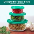 thumbnail image 2 of Wood Grip Lids for Pyrex and Anchor Round Glass Containers - 2-Cups, Green-6 Pack, 2 of 6