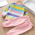 thumbnail image 4 of xaweyi Girls Rainbow Stripe Sweatshirt Outfit 2‑Piece Long Sleeve Top & Jogger Pants Casual Fall Clothing Set Size 11-12 Years, 4 of 9