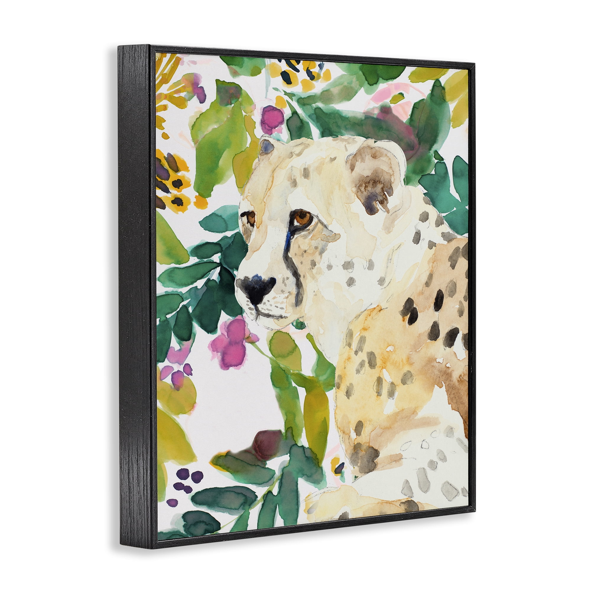 Stupell Industries Garden Plants Leopard Black Framed Giclee Art, design by Lanie Loreth