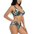 thumbnail image 2 of Wukai Lilies Flowers Women's Bikini Set Two Piece,wimsuit High Waisted V Neck Twist Front Adjustable Spaghetti Straps Bathing Suit-Large, 2 of 7