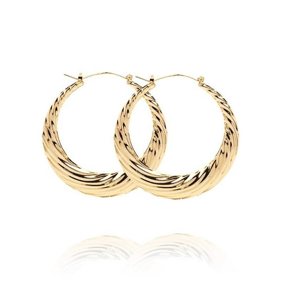 JoeytheJewelryNY 18k Layered Real Gold Filled round bamboo hoop earrings #38