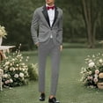 thumbnail image 2 of Fgnfyis Men's Suits for Events Parties Weddings and Everyday Wear Slim Fit with Stylish Neckline Design Versatile Year Round Attire for Modern Men Trousers Sets Grey XXL, 2 of 5