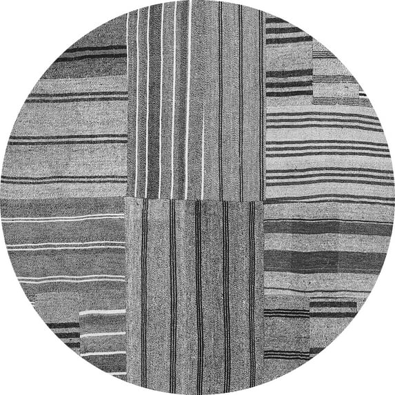 Ahgly Company Indoor Round Abstract Gray Contemporary Area Rugs, 8' Round