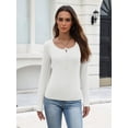 thumbnail image 4 of Zeagoo Women's Sping Fall Basic T-Shirt Long Sleeves Henley Ribbed Knit Shirt Slim Fitted Casual Tops, 4 of 8