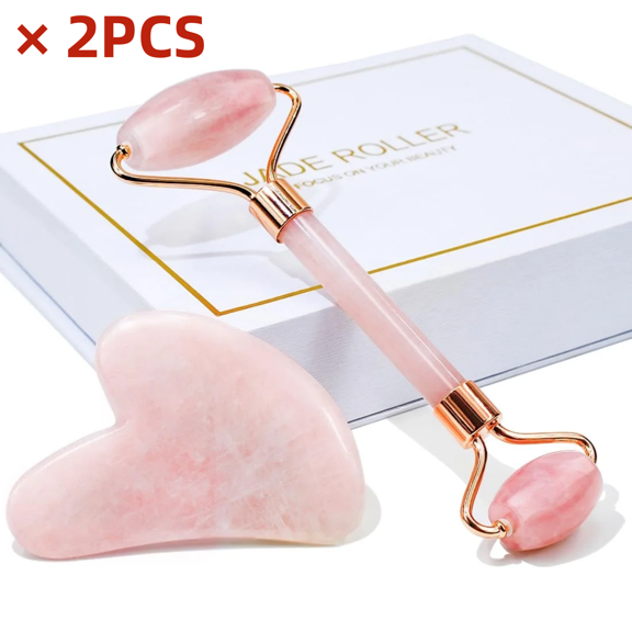 2Pcs Gua Sha Face Roller Tools: Jade Roller Facial Tools for Skin Care - Facial Massager for Face, Eyes, Neck, Relieve Fine Lines and Wrinkles