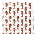 thumbnail image 3 of Ambesonne Seahorse Shower Curtain, Pattern in Watercolors, 69"Wx84"L, Grey and Red, 3 of 5