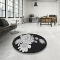 thumbnail image 4 of Ahgly Company Machine Washable Indoor Round Transitional Dark Goldray Area Rugs, 4' Round, 4 of 7