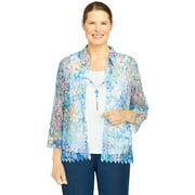 Alfred Dunner Womens Plus-Size Floral Lace Print Two-For-One Shirt
