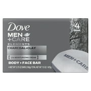 Dove Men+Care Elements Body and Face Bar Charcoal + Clay, 4 oz, 4 Bar