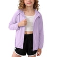 thumbnail image 2 of Spazoro Toddler Girls UPF 50+ Sun Protection Jacket, Lightweight Breathable Quick Dry Hooded Zip Up Fashion Clothes for Outdoor Purple Size 4, 2 of 5
