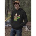 thumbnail image 2 of Smartprints Mens Graphic Hoodie Black - Sloth And Turtle Cotton Blend Classic Fit, 2 of 4