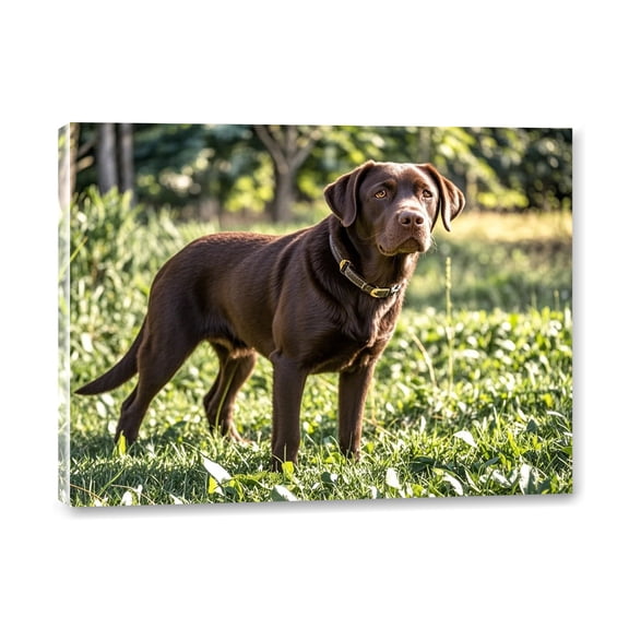 Chocolate Labrador Retriever Framed Canvas Wall Art Canvas Prints Paintings Poster Labrador Wall Art for Bedroom Living Room Bathroom Office Dining Room Restaurant Hotel Home Wall Decor 12x16 Inch